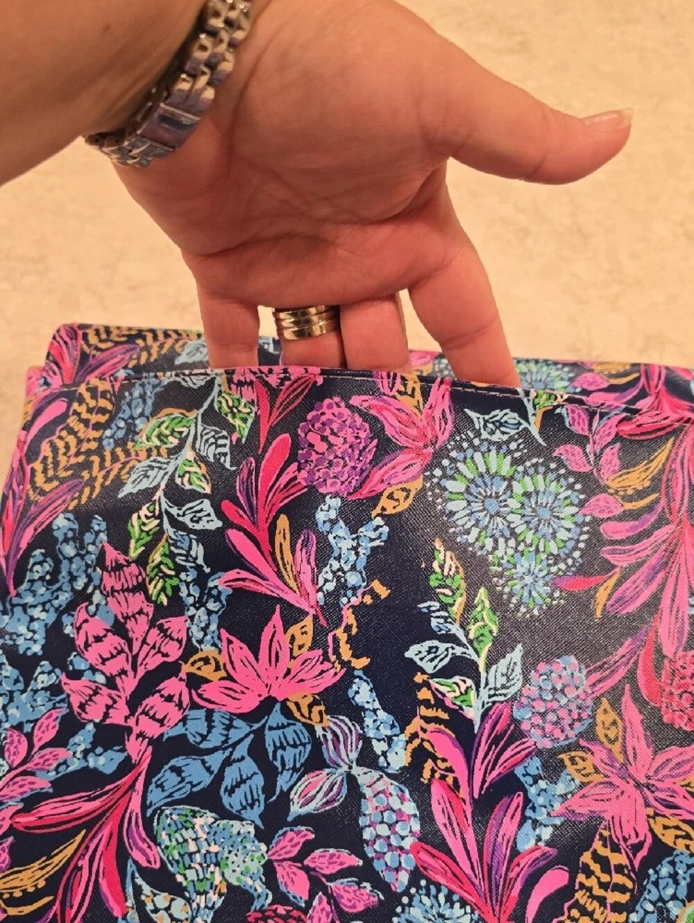 Lilly Pulitzer Laptop Sleeve Leatherette Vegan Navy Calypso Coast 14